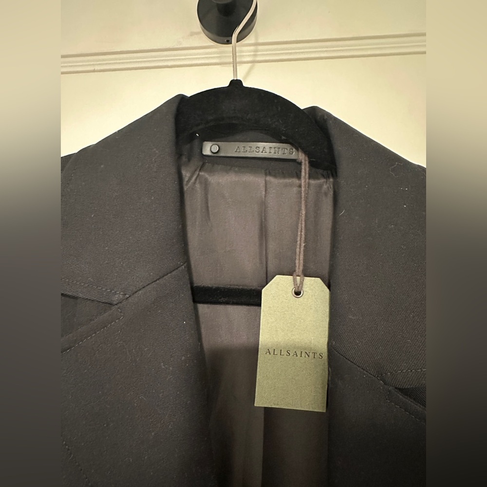 Sage Black Long Trench Coat with Belt - Picture 12 of 13